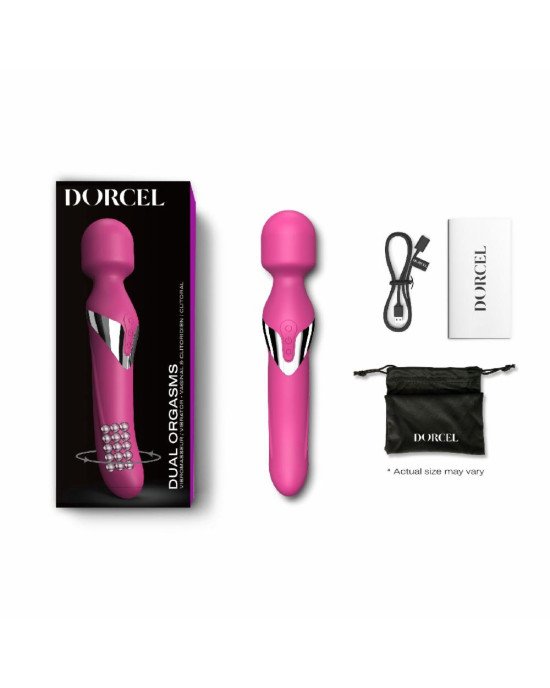 Вібромасажер 2-в-1 Dorcel Dual Orgasms Magent класичний масажер і вібратор з перловим масажем Вібромасажер 2-в-1 Dorcel Dual Orgasms Magent класичний масажер і вібратор з перловим масажем