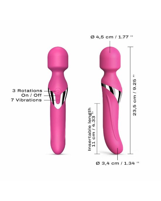 Вібромасажер 2-в-1 Dorcel Dual Orgasms Magent класичний масажер і вібратор з перловим масажем Вібромасажер 2-в-1 Dorcel Dual Orgasms Magent класичний масажер і вібратор з перловим масажем