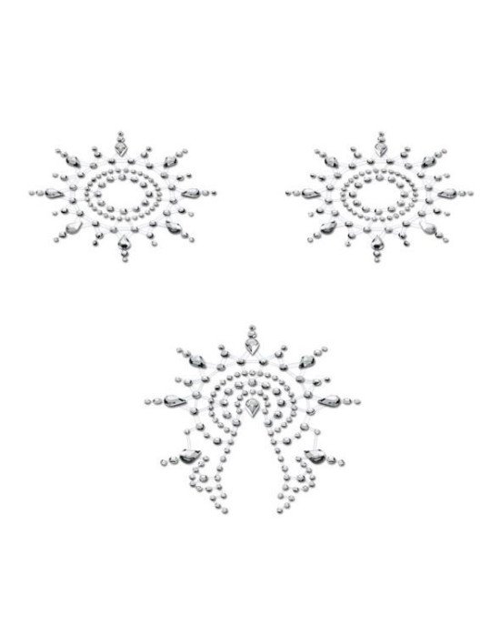 Пестіс з кристалів Petits Joujoux Gloria set of 3 - Silver, прикраса на груди та вульву Пестіс з кристалів Petits Joujoux Gloria set of 3 - Silver, прикраса на груди та вульву
