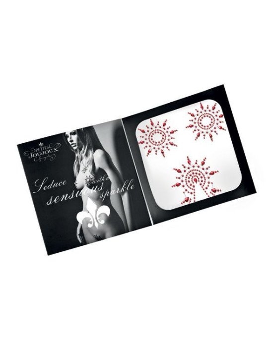 Пестіс з кристалів Petits Joujoux Gloria set of 3 - Red, прикраса на груди та вульву Пестіс з кристалів Petits Joujoux Gloria set of 3 - Red, прикраса на груди та вульву