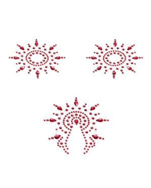 Пестіс з кристалів Petits Joujoux Gloria set of 3 - Red, прикраса на груди та вульву
