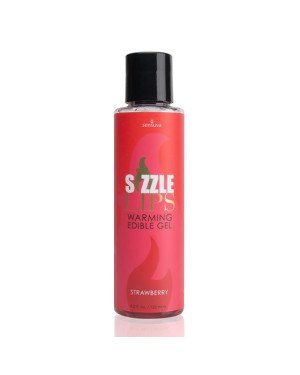 Зігрівальний масажний гель Sensuva Sizzle Lips Strawberry (125 мл), без цукру, їстівний Зігрівальний масажний гель Sensuva Sizzle Lips Strawberry (125 мл), без цукру, їстівний