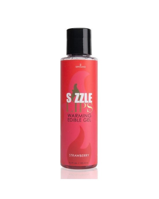 Зігрівальний масажний гель Sensuva Sizzle Lips Strawberry (125 мл), без цукру, їстівний Зігрівальний масажний гель Sensuva Sizzle Lips Strawberry (125 мл), без цукру, їстівний