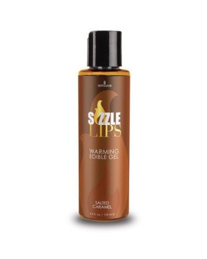 Зігрівальний масажний гель Sensuva Sizzle Lips Salted Caramel (125 мл), без цукру, їстівний Зігрівальний масажний гель Sensuva Sizzle Lips Salted Caramel (125 мл), без цукру, їстівний