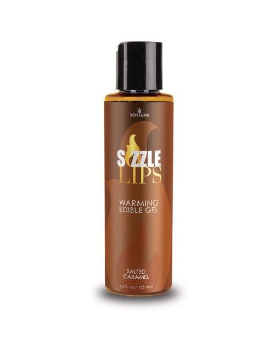 Зігрівальний масажний гель Sensuva Sizzle Lips Salted Caramel (125 мл), без цукру, їстівний Зігрівальний масажний гель Sensuva Sizzle Lips Salted Caramel (125 мл), без цукру, їстівний