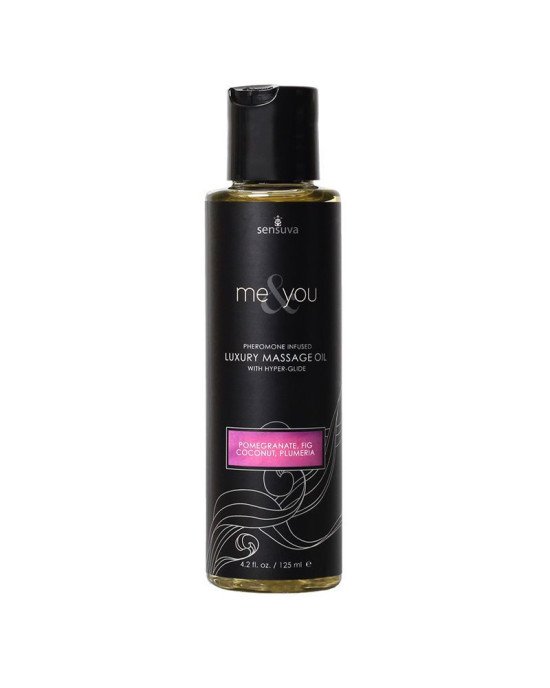 Масажна олія Sensuva Me&You Pomegranate, Fig, Coconut & Plumeria (125 мл) з феромонами Масажна олія Sensuva Me&You Pomegranate, Fig, Coconut & Plumeria (125 мл) з феромонами