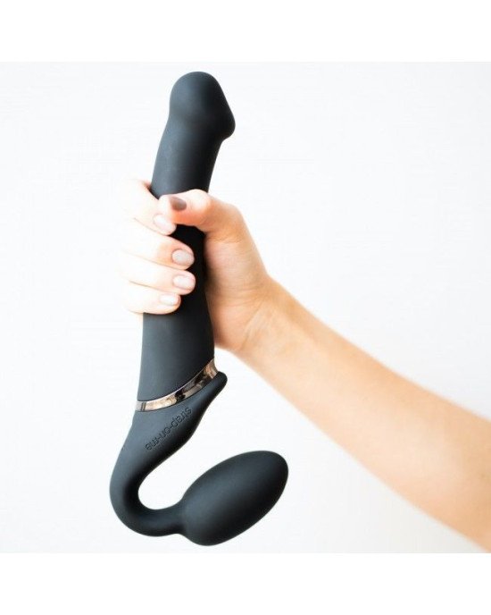 Безремінний страпон з вібрацією Strap-On-Me Vibrating Black M, діаметр 3,3 см, пульт ДК, регульовани Безремінний страпон з вібрацією Strap-On-Me Vibrating Black M, діаметр 3,3 см, пульт ДК, регульовани