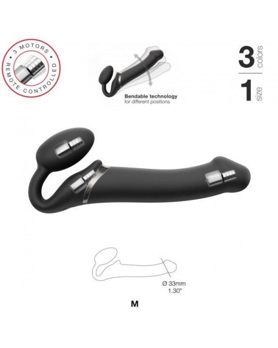 Безремінний страпон з вібрацією Strap-On-Me Vibrating Black M, діаметр 3,3 см, пульт ДК, регульовани Безремінний страпон з вібрацією Strap-On-Me Vibrating Black M, діаметр 3,3 см, пульт ДК, регульовани