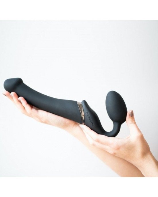 Безремінний страпон з вібрацією Strap-On-Me Vibrating Black M, діаметр 3,3 см, пульт ДК, регульовани Безремінний страпон з вібрацією Strap-On-Me Vibrating Black M, діаметр 3,3 см, пульт ДК, регульовани