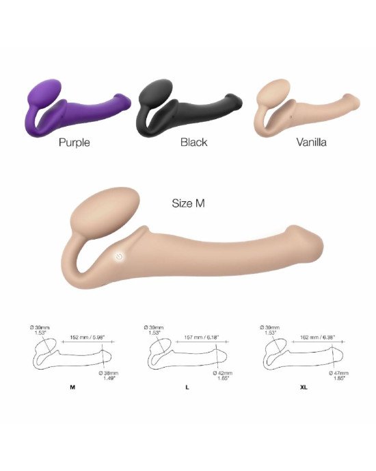 Безремінний страпон з вібрацією Strap-On-Me Vibrating Flesh M, діаметр 3,3 см, пульт ДК, регульовани Безремінний страпон з вібрацією Strap-On-Me Vibrating Flesh M, діаметр 3,3 см, пульт ДК, регульовани