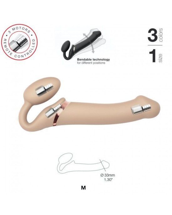 Безремінний страпон з вібрацією Strap-On-Me Vibrating Flesh M, діаметр 3,3 см, пульт ДК, регульовани Безремінний страпон з вібрацією Strap-On-Me Vibrating Flesh M, діаметр 3,3 см, пульт ДК, регульовани