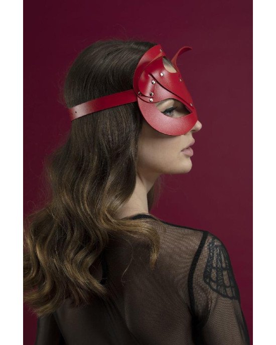 Маска кішечки Feral Feelings - Catwoman Mask, натуральна шкіра, червона Маска кішечки Feral Feelings - Catwoman Mask, натуральна шкіра, червона