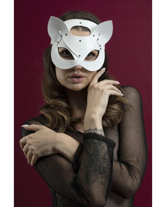 Маска кішечки Feral Feelings - Catwoman Mask, натуральна шкіра, біла Маска кішечки Feral Feelings - Catwoman Mask, натуральна шкіра, біла