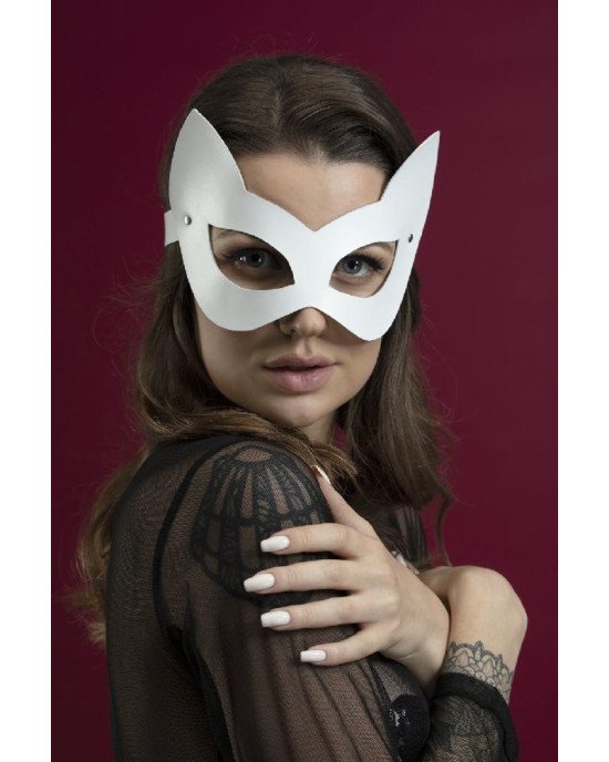 Маска кішечки Feral Feelings - Kitten Mask, натуральна шкіра, біла Маска кішечки Feral Feelings - Kitten Mask, натуральна шкіра, біла