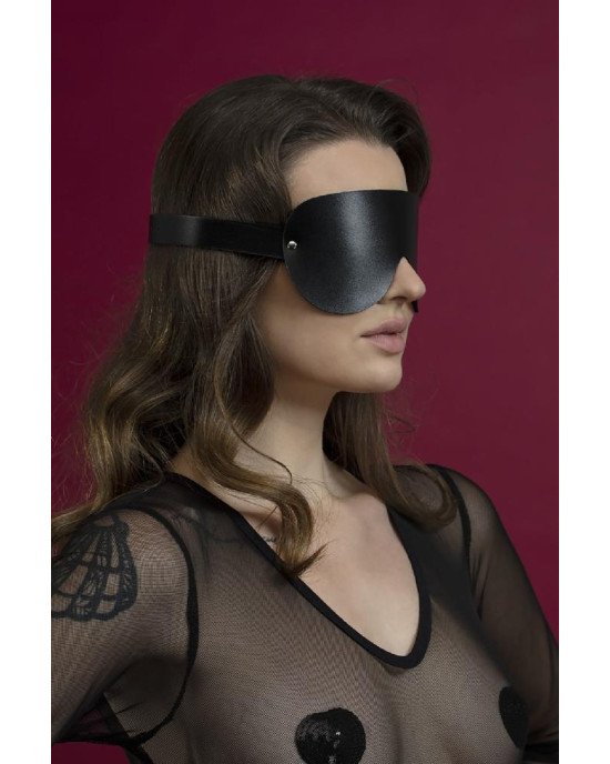 Маска на очі Feral Feelings - Blindfold Mask, натуральна шкіра, чорна