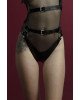 Гартери Feral Feelings - Belt Briefs, трусики, натуральна шкіра, колір чорний