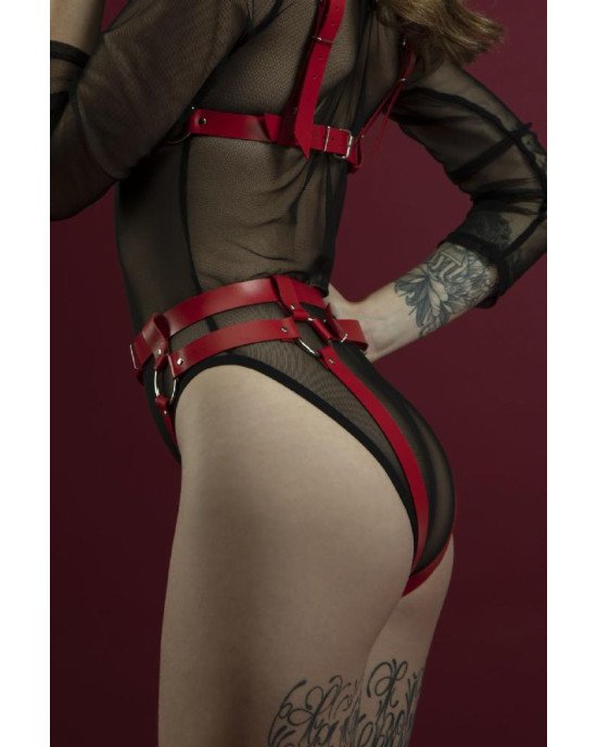 Гартери Feral Feelings - Belt Briefs, трусики, натуральна шкіра, колір червоний Гартери Feral Feelings - Belt Briefs, трусики, натуральна шкіра, колір червоний
