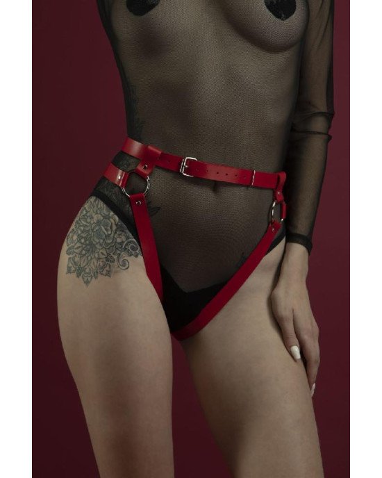 Гартери Feral Feelings - Belt Briefs, трусики, натуральна шкіра, колір червоний Гартери Feral Feelings - Belt Briefs, трусики, натуральна шкіра, колір червоний