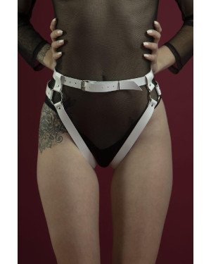 Гартери Feral Feelings - Belt Briefs, трусики, натуральна шкіра, колір білий