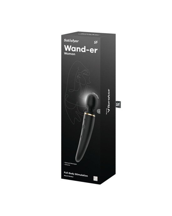 Вібромасажер Satisfyer Wand-er Woman (Black/Gold), водонепроникний, потужний, розмір XXL