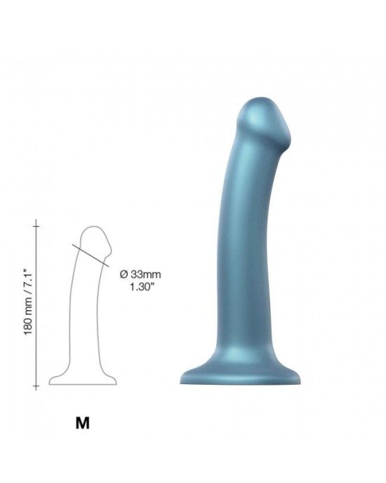 Насадка для страпону Strap-On-Me Mono Density Dildo M Blue, діам. 3,3 см, одношаровий силікон, гнучк