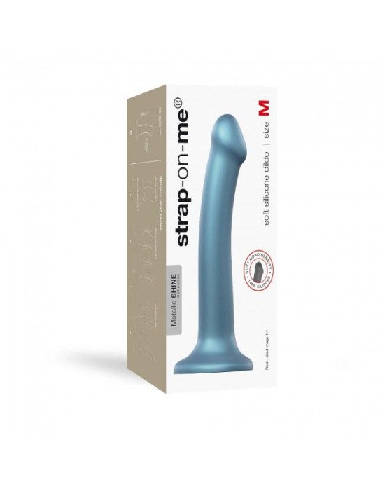Насадка для страпону Strap-On-Me Mono Density Dildo M Blue, діам. 3,3 см, одношаровий силікон, гнучк