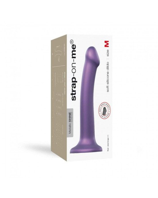 Насадка для страпону Strap-On-Me Mono Density Dildo Violet M, діам. 3,3 см, одношаровий силікон, гну Насадка для страпону Strap-On-Me Mono Density Dildo Violet M, діам. 3,3 см, одношаровий силікон, гну