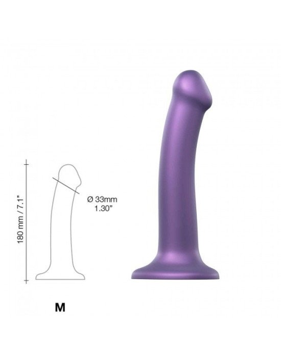 Насадка для страпону Strap-On-Me Mono Density Dildo Violet M, діам. 3,3 см, одношаровий силікон, гну Насадка для страпону Strap-On-Me Mono Density Dildo Violet M, діам. 3,3 см, одношаровий силікон, гну