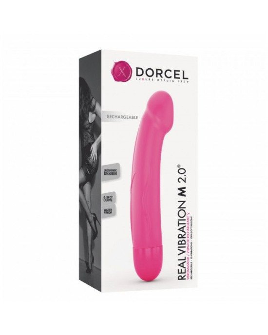 Вібратор Dorcel Real Vibration M Magenta 2.0, діаметр 3,7см, перезаряджається, для точки G, водостій Вібратор Dorcel Real Vibration M Magenta 2.0, діаметр 3,7см, перезаряджається, для точки G, водостій