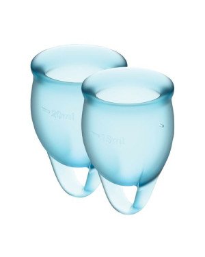 Набір менструальних чаш Satisfyer Feel Confident (light blue), 15мл і 20мл, мішечок для зберігання