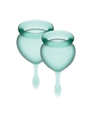 Набір менструальних чаш Satisfyer Feel Good (dark green), 15мл і 20мл, мішечок для зберігання