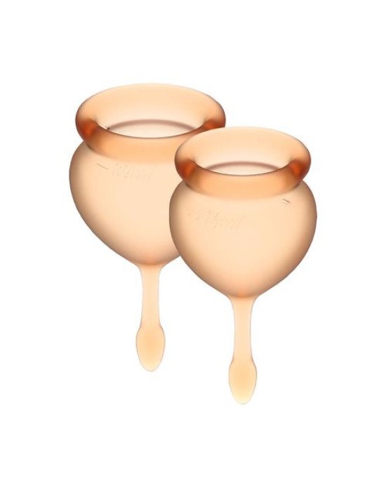 Набір менструальних чаш Satisfyer Feel Good (orange), 15мл і 20мл, мішечок для зберігання