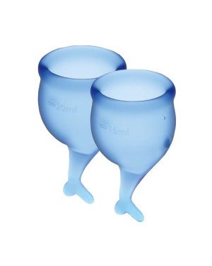 Набір менструальних чаш Satisfyer Feel Secure (dark blue), 15мл і 20мл, мішечок для зберігання