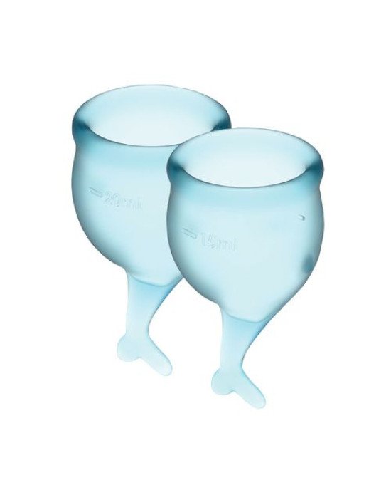 Набір менструальних чаш Satisfyer Feel Secure (light blue), 15мл і 20мл, мішечок для зберігання