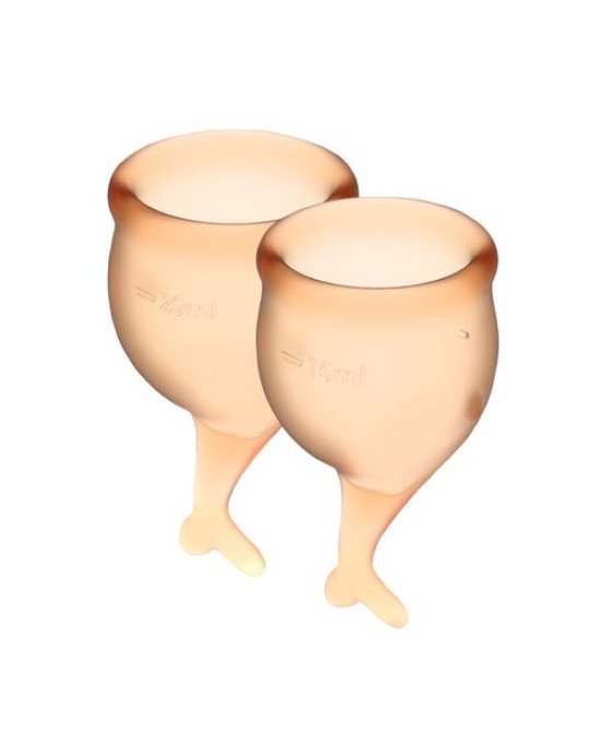 Набір менструальних чаш Satisfyer Feel Secure (orange), 15мл і 20мл, мішечок для зберігання