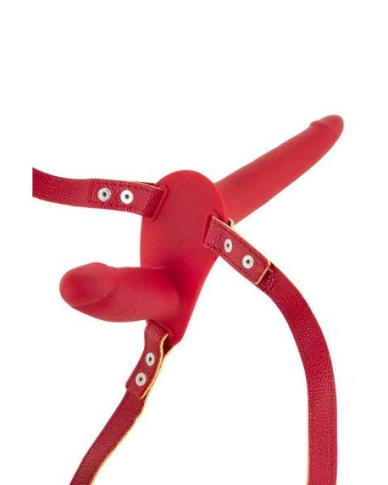 Подвійний страпон Fetish Tentation Strap-On with Double Dildo Red Подвійний страпон Fetish Tentation Strap-On with Double Dildo Red