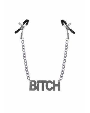 Затискачі для сосків Bitch, Feral Feelings - Nipple clamps Bitch, срібло/чорний Затискачі для сосків Bitch, Feral Feelings - Nipple clamps Bitch, срібло/чорний
