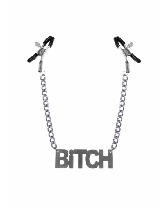 Затискачі для сосків Bitch, Feral Feelings - Nipple clamps Bitch, срібло/чорний Затискачі для сосків Bitch, Feral Feelings - Nipple clamps Bitch, срібло/чорний