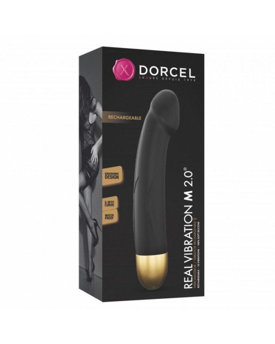 Вібратор Dorcel Real Vibration M Gold 2.0, діаметр 3,7см, перезаряджається, для точки G