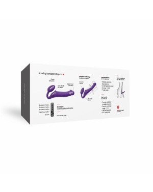 Безремінний страпон з вібрацією Strap-On-Me Vibrating Violet M, діаметр 3,3 см, пульт ДК, регульован