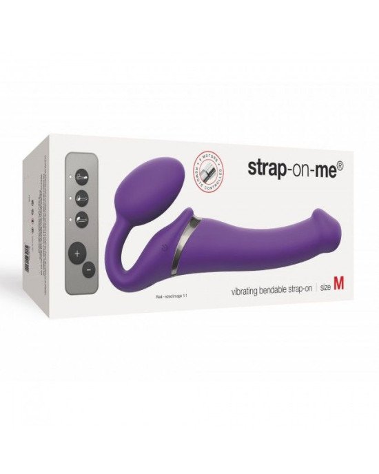 Безремінний страпон з вібрацією Strap-On-Me Vibrating Violet M, діаметр 3,3 см, пульт ДК, регульован Безремінний страпон з вібрацією Strap-On-Me Vibrating Violet M, діаметр 3,3 см, пульт ДК, регульован