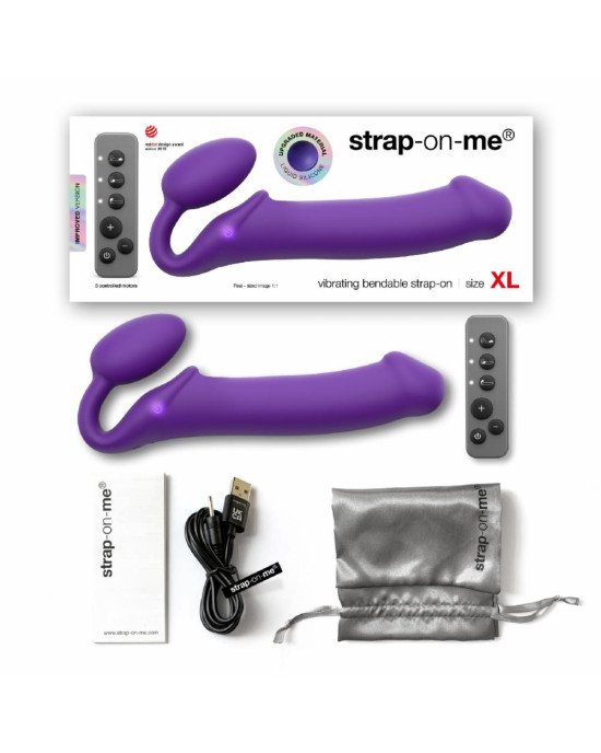 Безремінний страпон з вібрацією Strap-On-Me Vibrating Violet XL, діам. 4,5 см, пульт ДК, регульовани Безремінний страпон з вібрацією Strap-On-Me Vibrating Violet XL, діам. 4,5 см, пульт ДК, регульовани