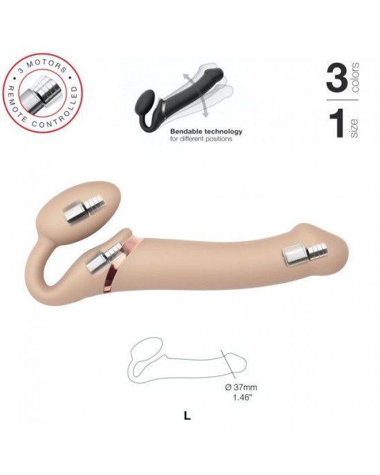 Безремінний страпон з вібрацією Strap-On-Me Vibrating Flesh L, діаметр 3,7 см, пульт ДК, регульовани Безремінний страпон з вібрацією Strap-On-Me Vibrating Flesh L, діаметр 3,7 см, пульт ДК, регульовани