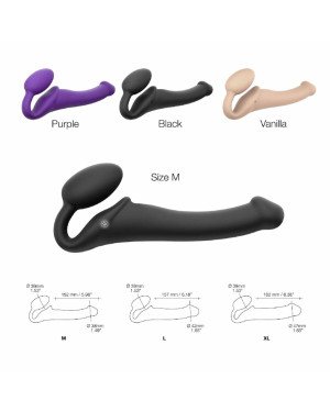 Безремінний страпон з вібрацією Strap-On-Me Vibrating Flesh L, діаметр 3,7 см, пульт ДК, регульовани