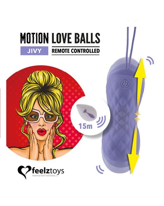 Вагінальні кульки з масажем і вібрацією FeelzToys Motion Love Balls Jivy з пультом дистанційного кер Вагінальні кульки з масажем і вібрацією FeelzToys Motion Love Balls Jivy з пультом дистанційного кер