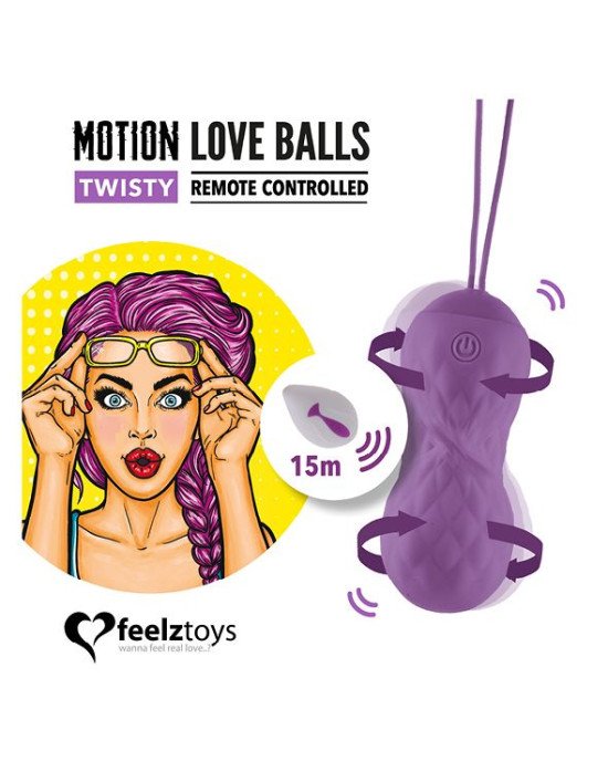 Вагінальні кульки з масажем і вібрацією FeelzToys Motion Love Balls Twisty з пультом дистанційного к Вагінальні кульки з масажем і вібрацією FeelzToys Motion Love Balls Twisty з пультом дистанційного к