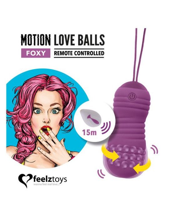 Вагінальні кульки з перловим масажем FeelzToys Motion Love Balls Foxy з пультом дистанційного керува Вагінальні кульки з перловим масажем FeelzToys Motion Love Balls Foxy з пультом дистанційного керува