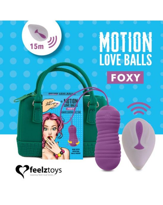 Вагінальні кульки з перловим масажем FeelzToys Motion Love Balls Foxy з пультом дистанційного керува Вагінальні кульки з перловим масажем FeelzToys Motion Love Balls Foxy з пультом дистанційного керува