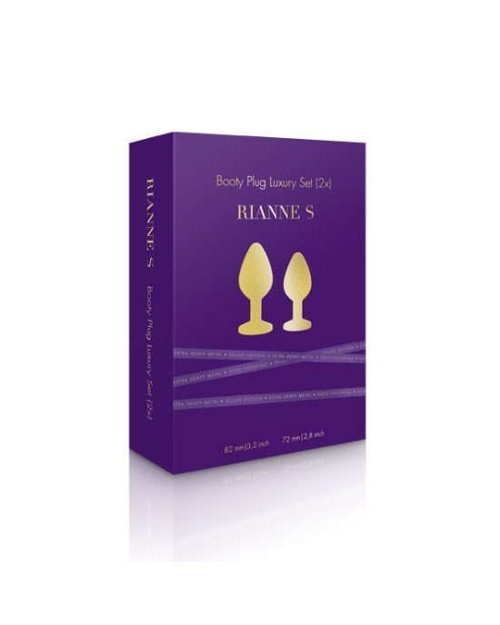 Набір металевих анальних пробок із кристалом RIANNE S – Booty Plug Luxury Set, діаметр 3 та 3,5 см Набір металевих анальних пробок із кристалом RIANNE S – Booty Plug Luxury Set, діаметр 3 та 3,5 см