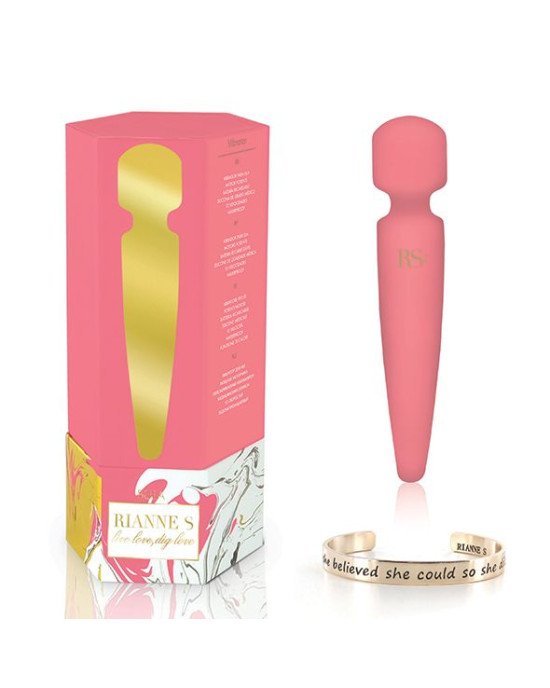 Вібромасажер Rianne S: Bella Mini Wand Coral, 10 режимів роботи, медичний силікон, подарункове паков Вібромасажер Rianne S: Bella Mini Wand Coral, 10 режимів роботи, медичний силікон, подарункове паков